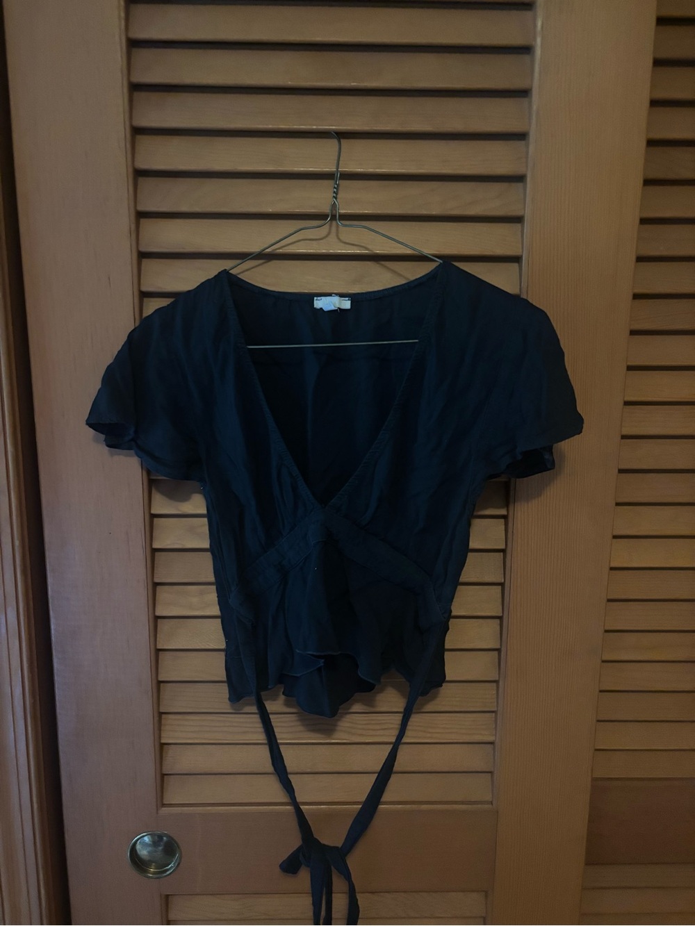 Brandy Melville Black Wrap Crop Top